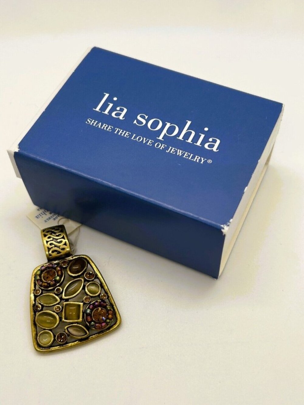 Lia Sophia Gold-Tone Pendant With Cabochon Navette Rhinestones Brass-tone - Picture 6 of 7